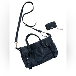 black leather purse and wallet